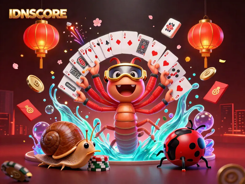 IDNSCORE features a millipede dealer and snail high-roller in an exciting casino scene.