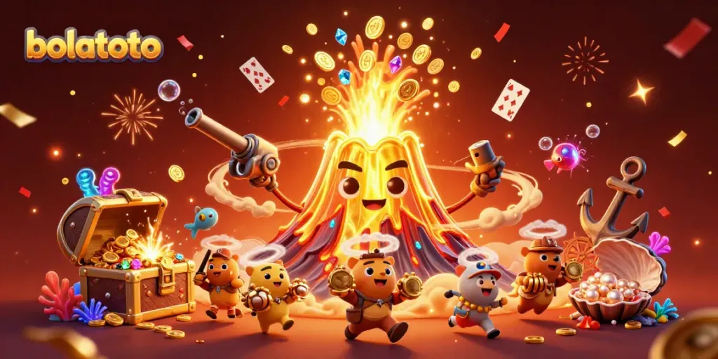 Play bolatoto with exciting elements like a golden volcano and underwater treasures.