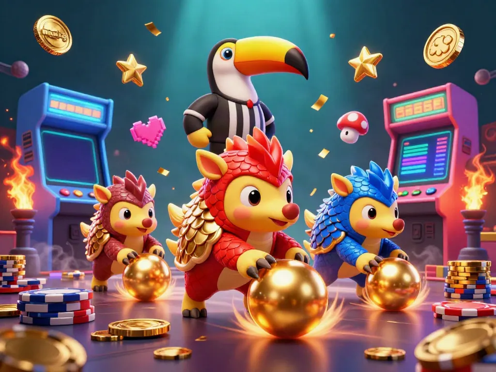 Engage in exciting gameplay with macaugg, showcasing two pangolins competing in a vibrant casino scene.