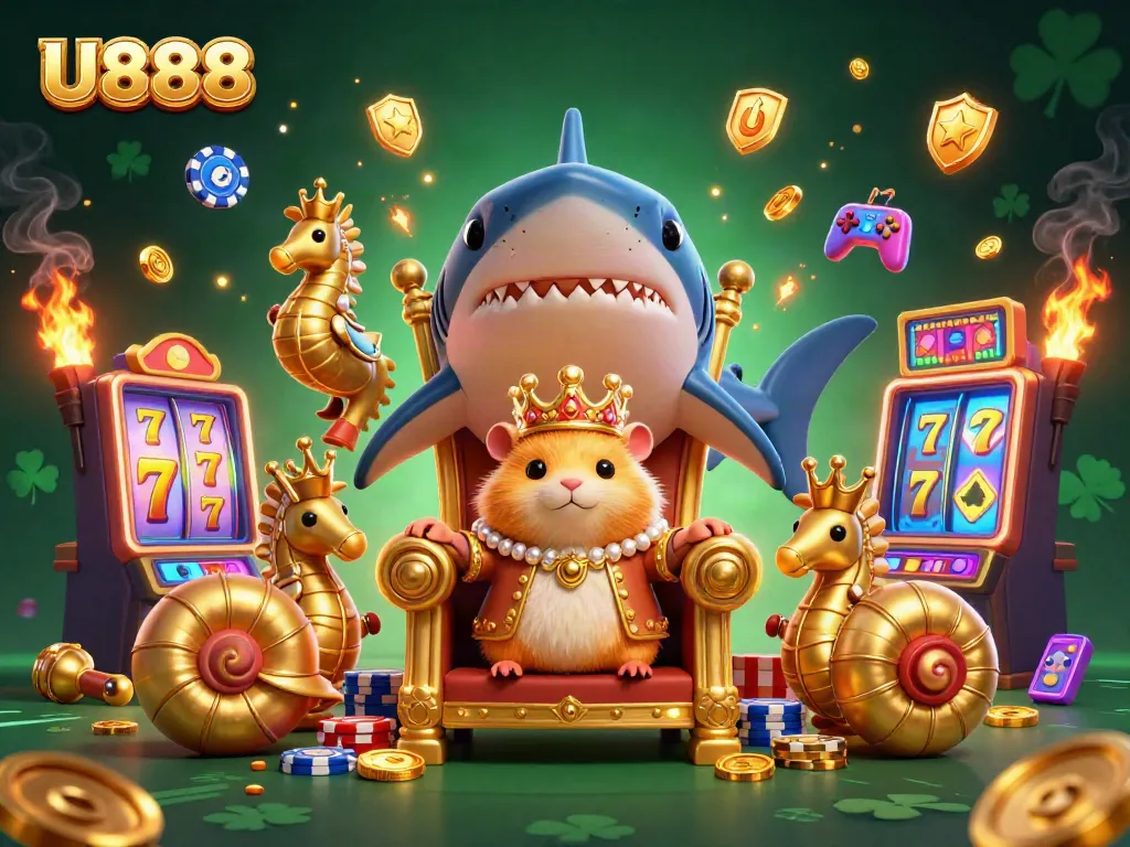 Experience thrilling U888 casino adventures with a golden hamster king and vibrant slot games.