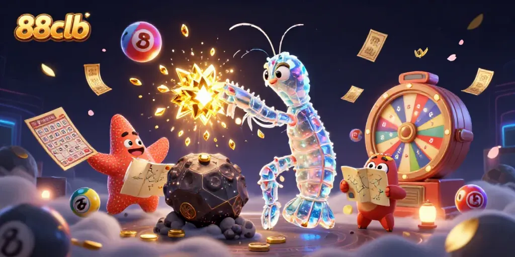 Experience the thrill of 88clb with vibrant gaming elements in a dynamic casino scene.