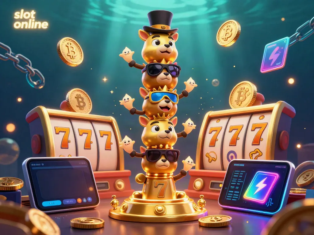 Engage in thrilling slot online games with vibrant totem poles and dynamic casino elements.