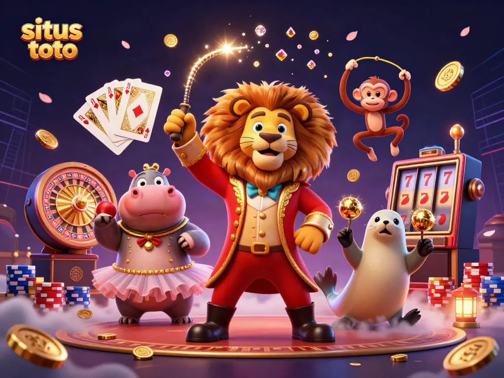 Experience situs toto’s excitement with vibrant casino characters in a dynamic 3D scene.