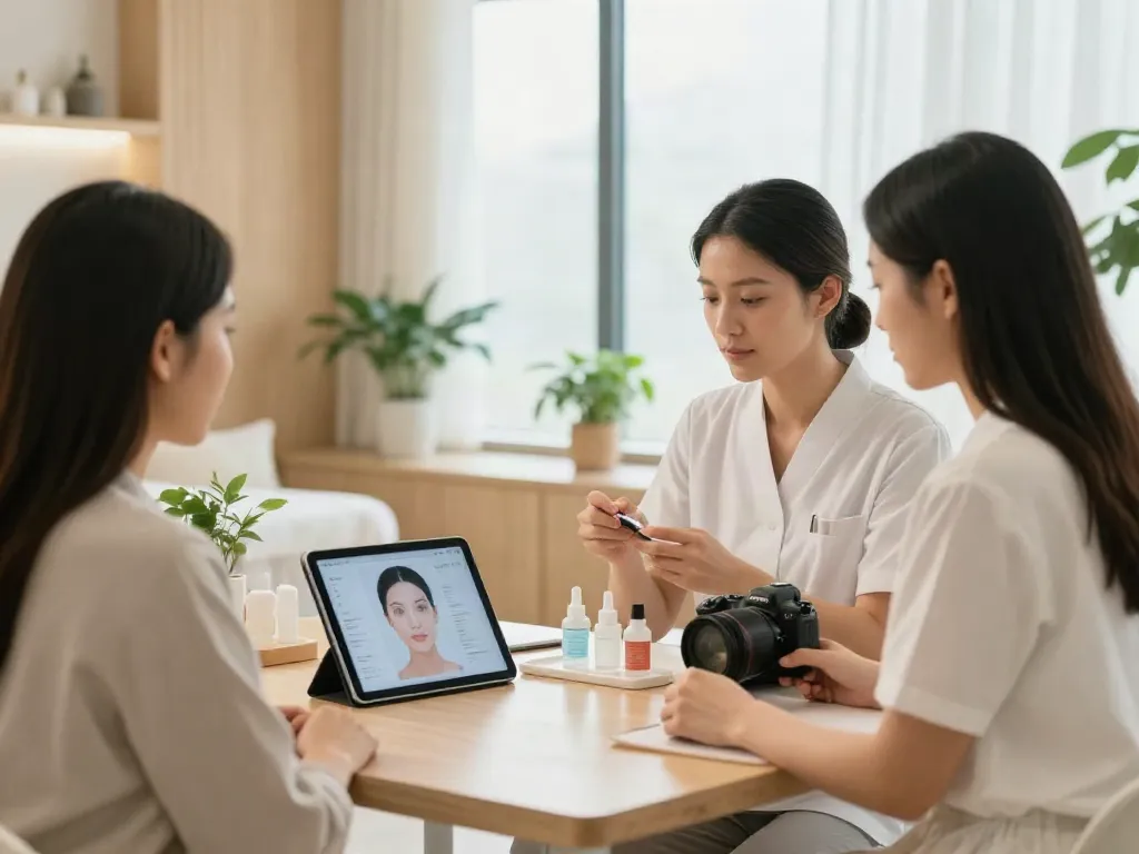Consultation on alternatives to QOVES in a wellness spa setting.