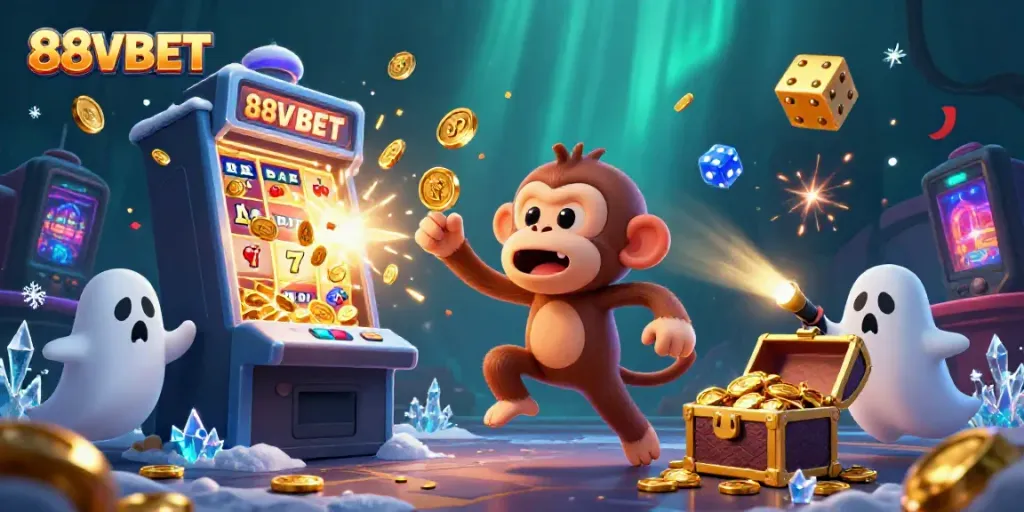 Experience thrilling action at 88VBET with a playful poltergeist monkey and a ghost-hunter puppy.