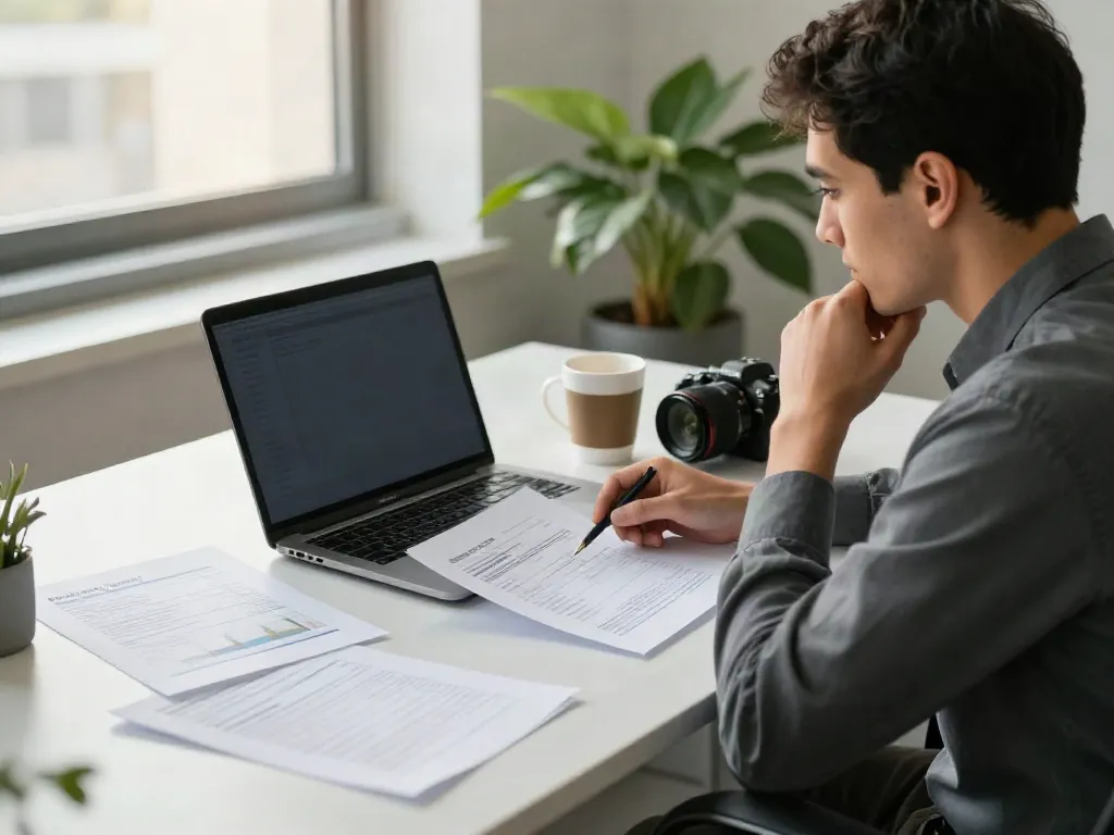 Payday Loans Canada: Professional managing financial documents in an urban office.