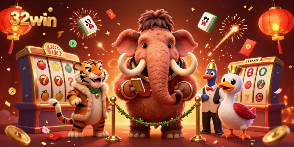 Engage in thrilling fun with 32win at a casino featuring vibrant characters and dynamic slot games.