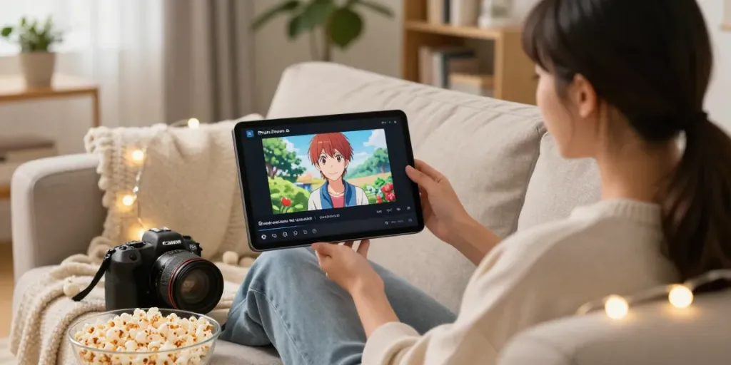 Installation et utilisation de Senpai Stream IOS sur un appareil mobile dans un environnement chaleureux.