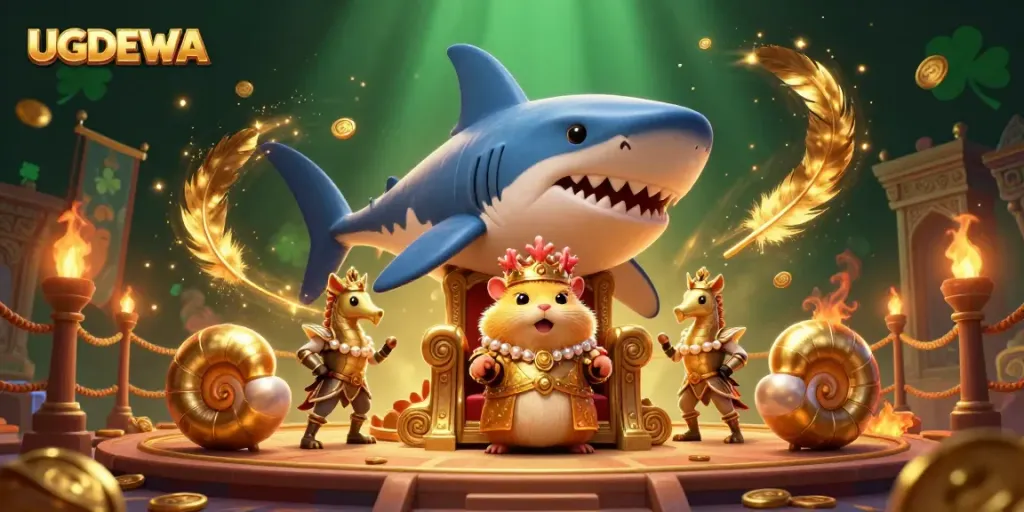Experience the thrilling adventure of UGDEWA featuring the tiny hamster king and his seahorse guards in an epic gambling arena.