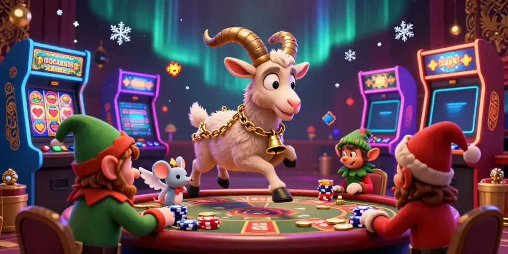 Experience the thrilling ambiance of QQCASH188's digital casino featuring festive characters and vibrant slots.